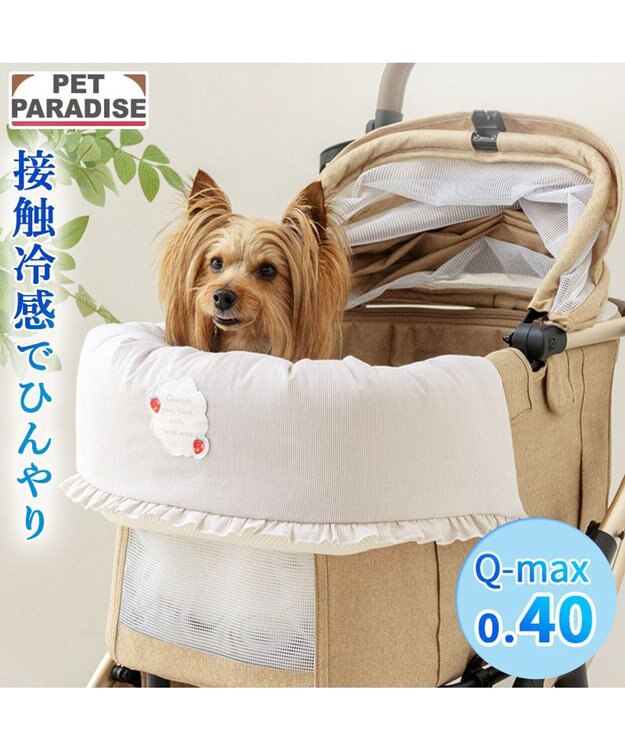 PET PARADISE ペットパラダイス クール カート用 クッション 《苺花柄》 ホワイト×レッド
