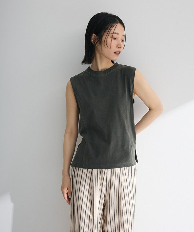 Green Parks ・ＤＯＵＢＬＥ　ＦＬＡＧＳ　ピグメント切替ノースリ Charcoal Gray