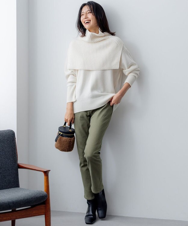 23区 【滝沢眞規子さん着用/洗える】ウールカシミヤ クルーネック ニット ホワイト系
