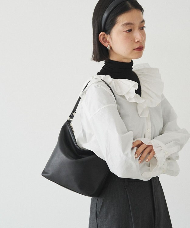 russet 《3/4～価格改定》ソフトレザーシンプルショルダーバッグ(CE-1328-WEB) Black2