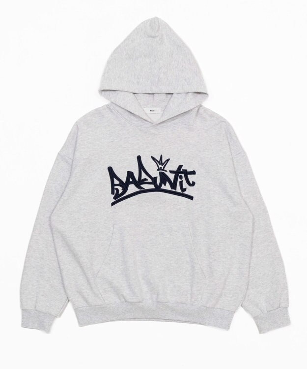 WEGO 【ユニセックス着用ITEM/SMLサイズ展開】グラフィックロゴプルパーカー アッシュグレー