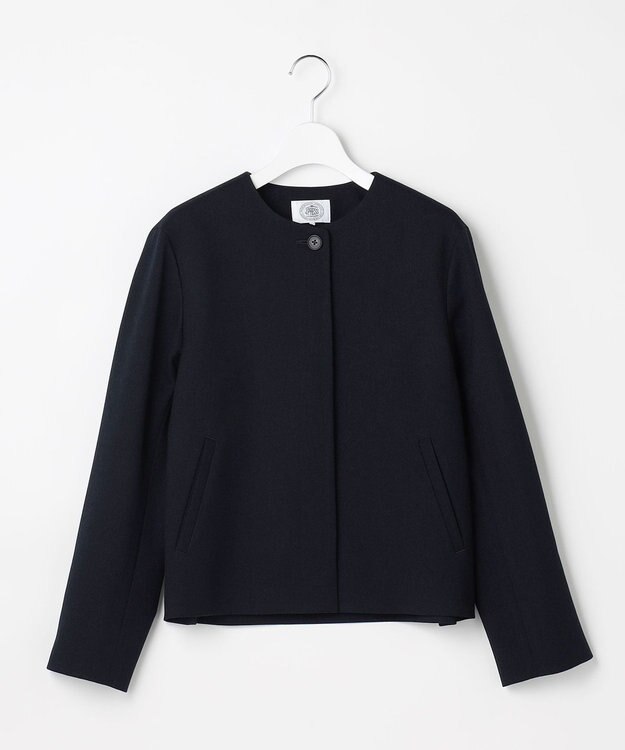 J.PRESS LADIES S 【WEB限定カラーあり】ツムギートflannel ノーカラー ジャケット ネイビー系
