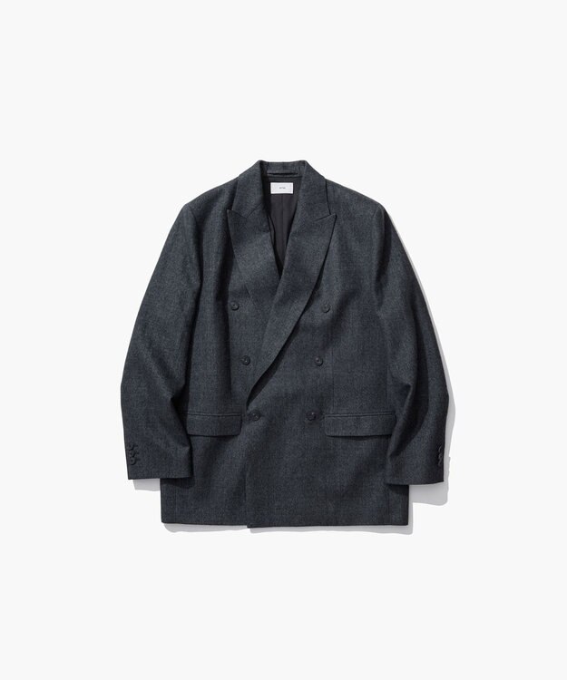ATON LINEN WOOL TWILL | ダブルジャケット CHARCOAL GRAY