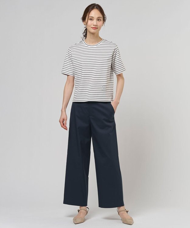 J.PRESS LADIES ロゴ Tシャツ オフ×ブラックボーダー系