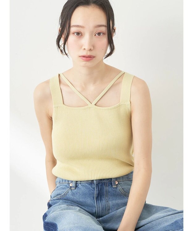 earth music&ecology レイヤードニットタンクトップ Yellow