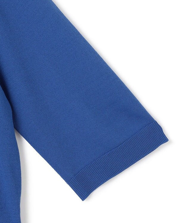 BEIGE， 【洗える】VALOIS / ジョーゼットトリム半袖カーディガン Blue