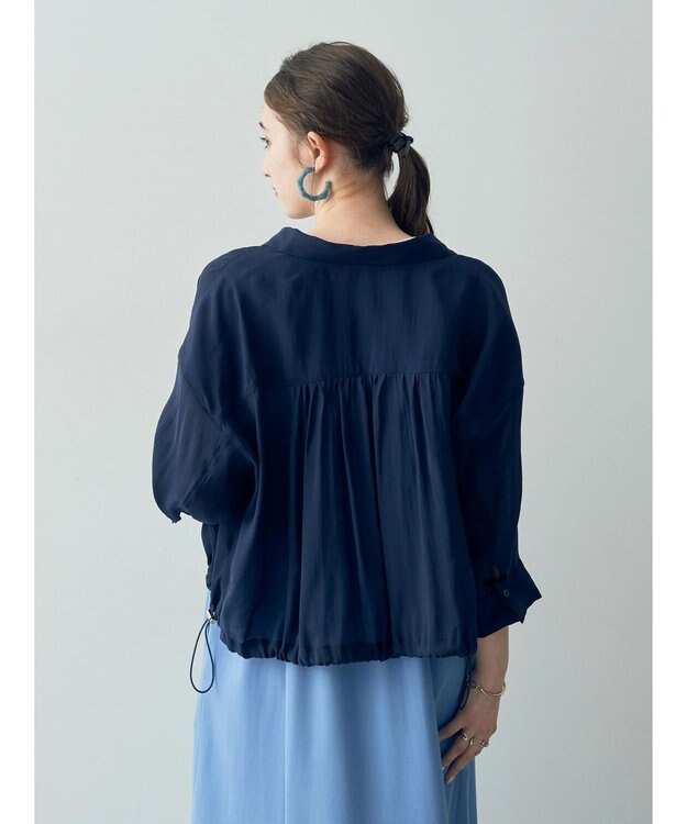 YECCA VECCA 【2点SET】シアーシャツ×Aラインキャミワンピース Navy