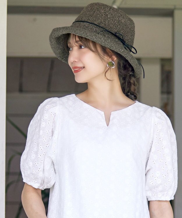 Tiaclasse ナチュラルな風合いのアンダリミックスクロシェハット ブラウン