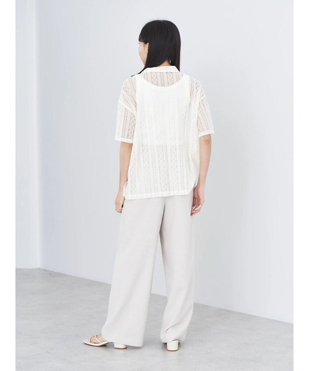 earth music&ecology フラワーレースシャツ Off White