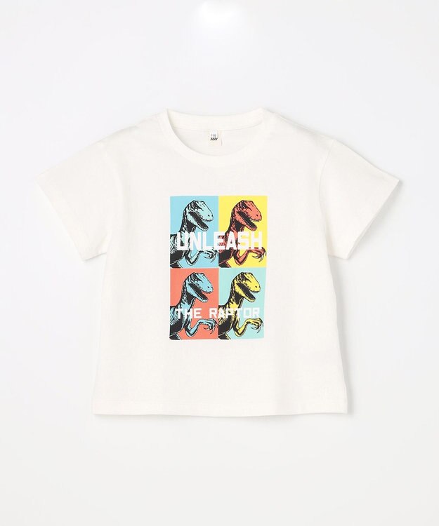 ANY KIDS 【洗濯機可能】恐竜プリント 半袖Tシャツ オフホワイト