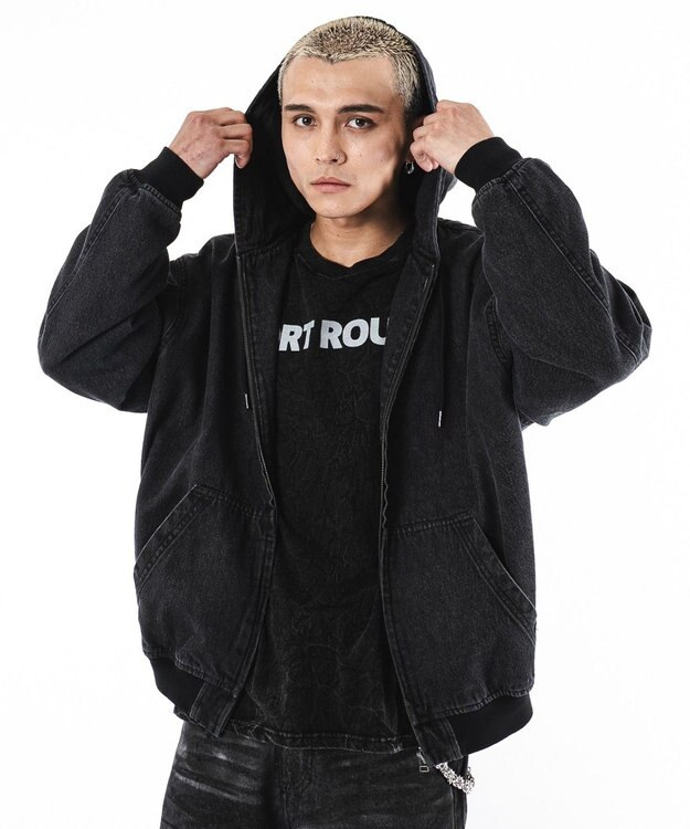 WEGO 【ユニセックス着用ITEM】フードデニムブルゾン デニムブラックソノタ