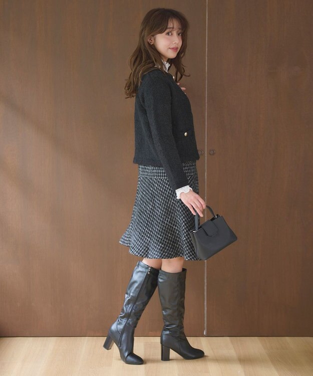 Feroux 【洗える】ブークレー ニットジャケット ブラック系