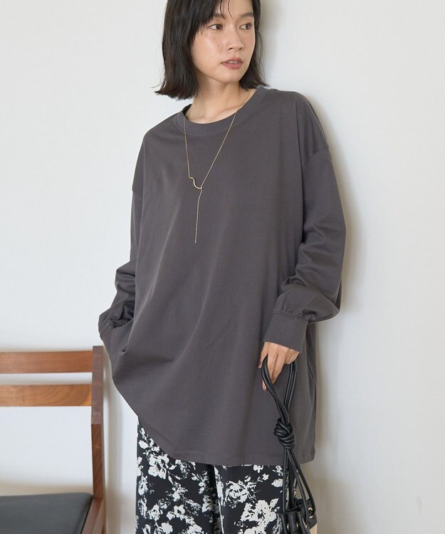 AMERICAN HOLIC コットンロング丈プルオーバー Charcoal Gray