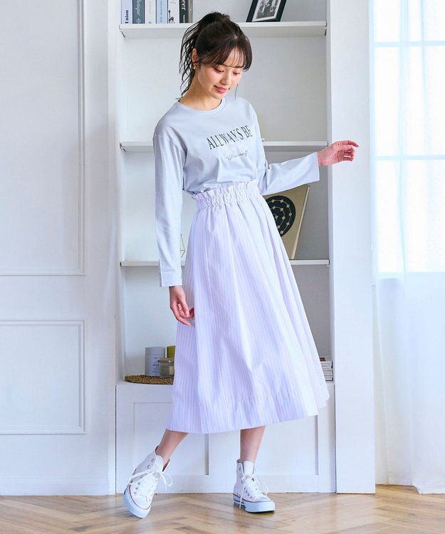 Feroux メッセージプリント・ロングスリーブTシャツ スカイブルー系