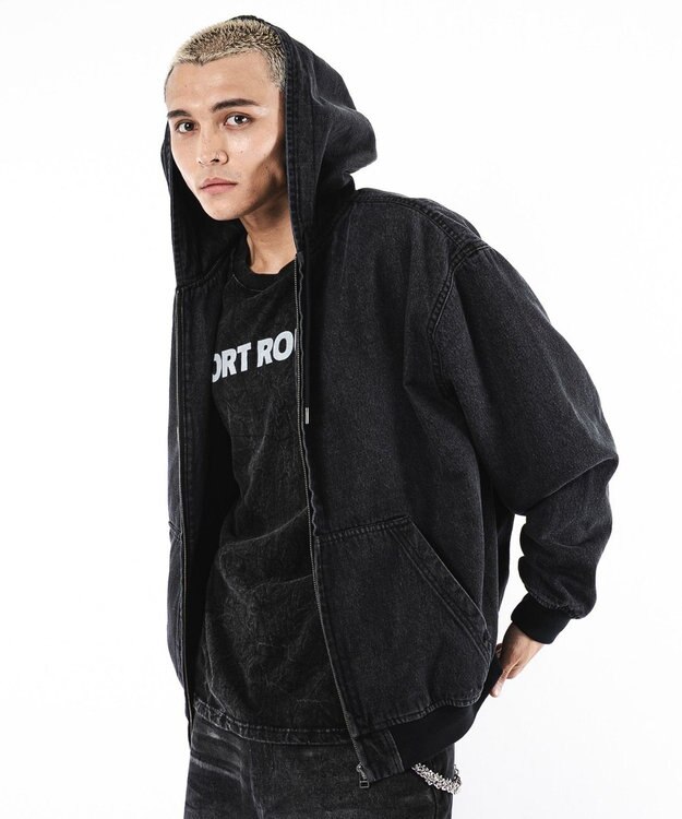 WEGO 【ユニセックス着用ITEM】フードデニムブルゾン デニムブラックソノタ