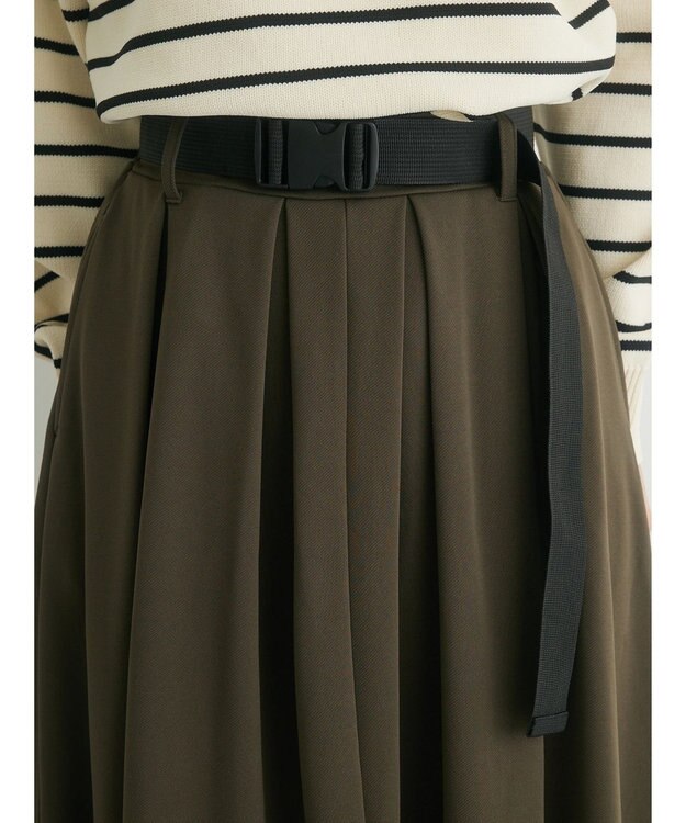 Green Parks ・ｎｏｖｅｍ９　ガチャベルト付フレアスカート Khaki