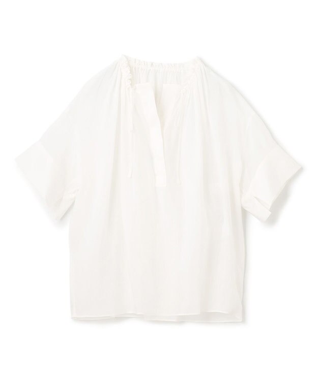 BEIGE， LILAC / ギャザーブラウス White