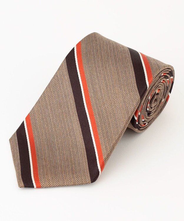 J.PRESS MEN 【J.PRESS SPUN SILK COLLECTION】レジメンタルネクタイ 黄土色系2