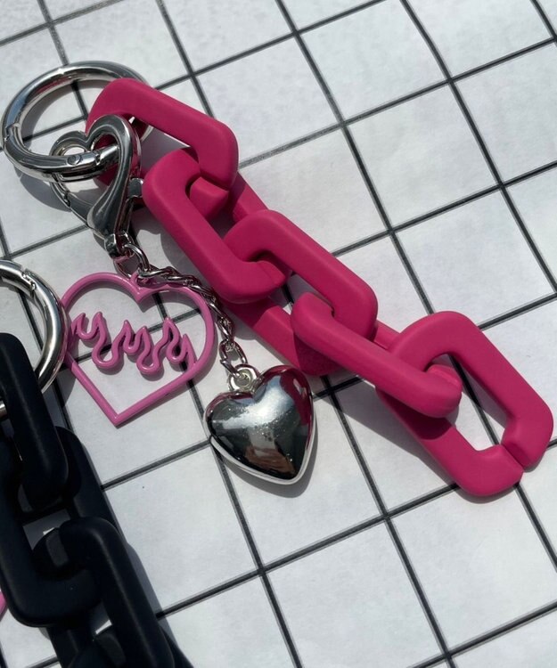 WEGO ハートチェーンキーホルダー ピンク