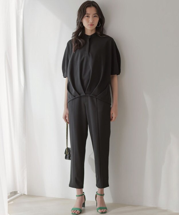 組曲 【WEB限定】ジョーゼットジャージーテーパード パンツ ブラック系