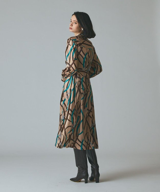 GRACE CONTINENTAL ベルトプリントシャツドレス ベージュ