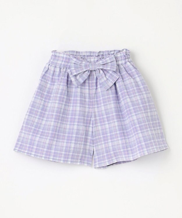 ANY KIDS チェック柄 ショート パンツ ラベンダー系チェック