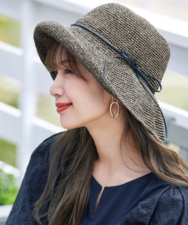 Tiaclasse ナチュラルな風合いのアンダリミックスクロシェハット ブラウン