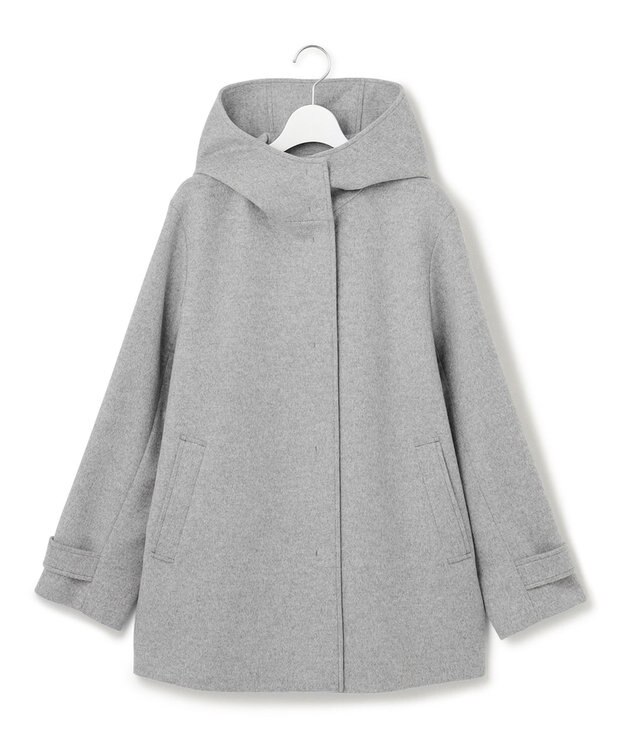 23区 ウールカシミヤビーバー フード付き ショートコート ライトグレー系