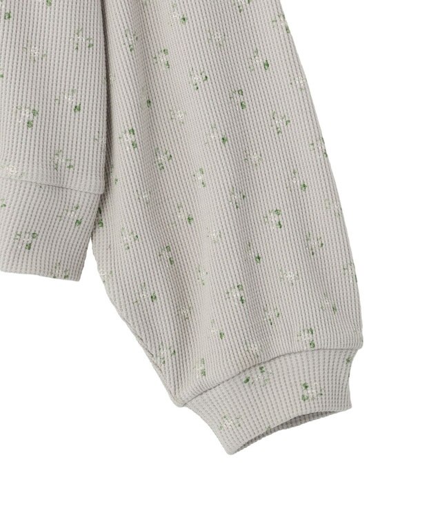 earth music&ecology 【予約】【綿100％】ダブルジップワッフルカーディガン フラワー