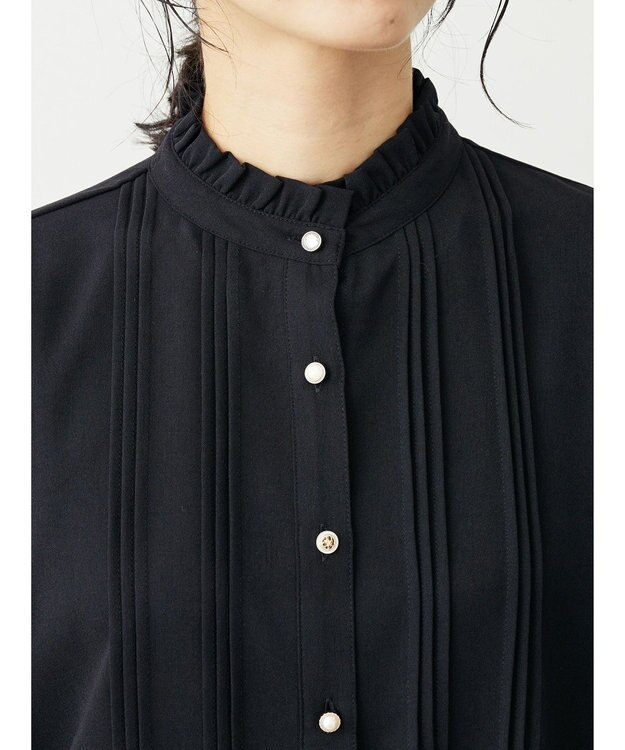 Green Parks ・ＥＬＥＮＣＡＲＥ　ＤＵＥ　イロイロ釦ピンタックブラウス Black