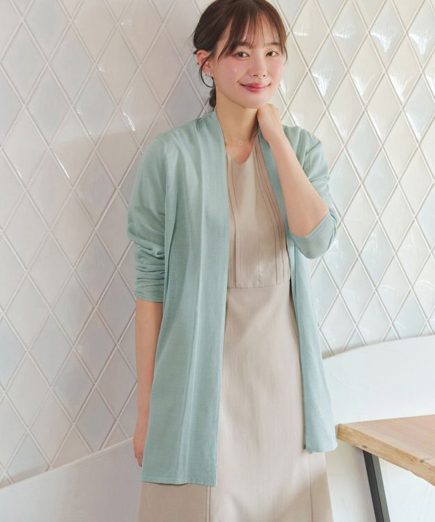 Tiaclasse L ピンタックステッチワンピース グレージュ