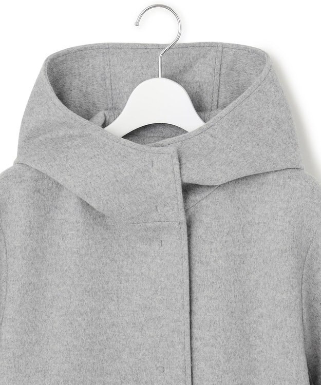 23区 ウールカシミヤビーバー フード付き ショートコート ライトグレー系