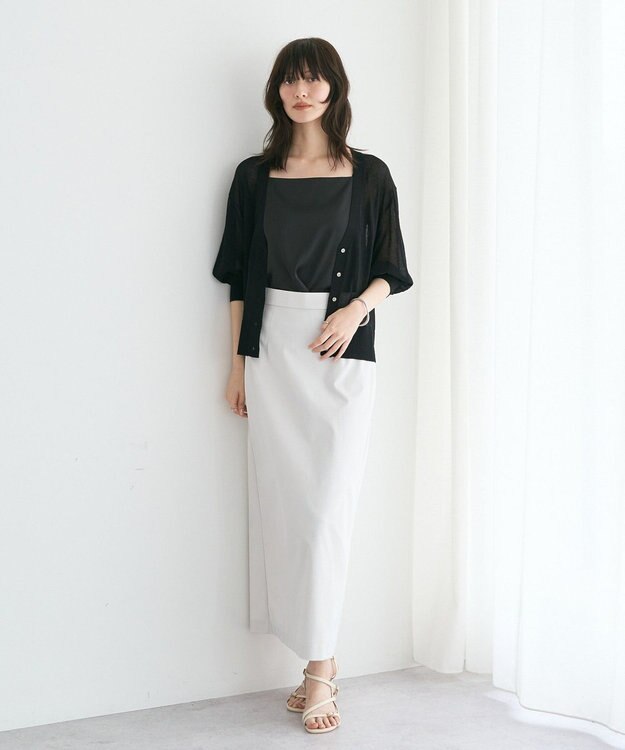 YECCA VECCA シアーニットVネックカーディガン Black