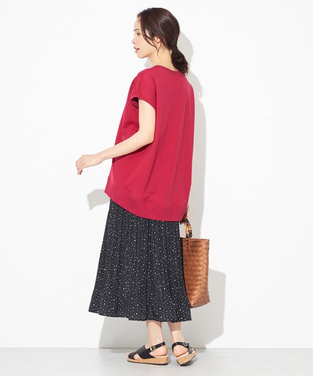 ANY 【2SET】ミニロゴトップス×ドットプリーツスカート セット レッド×ブラック