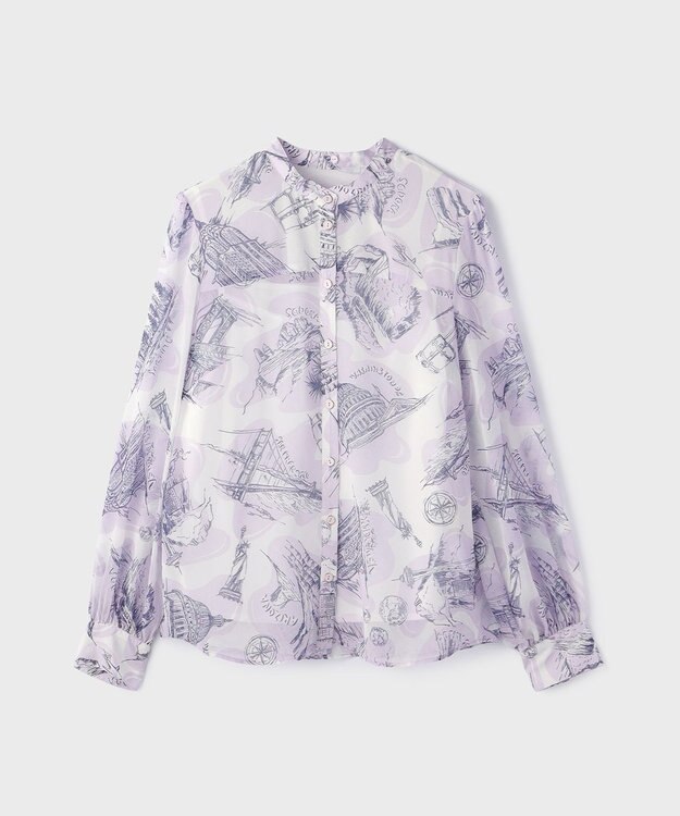 GRACE CONTINENTAL スカ－フタイブラウス ラベンダー