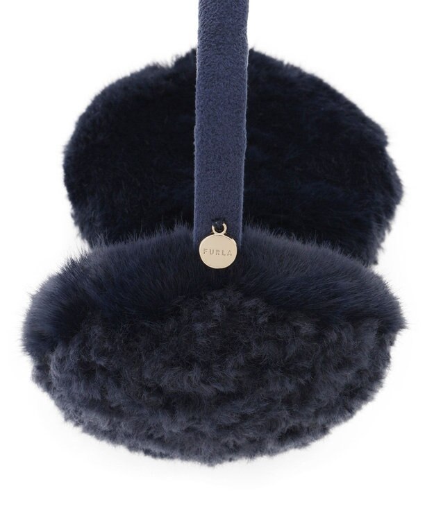 MOONBAT FURLA(フルラ)ファーMix コンパクト イヤマフ 無地 ネイビーブルー