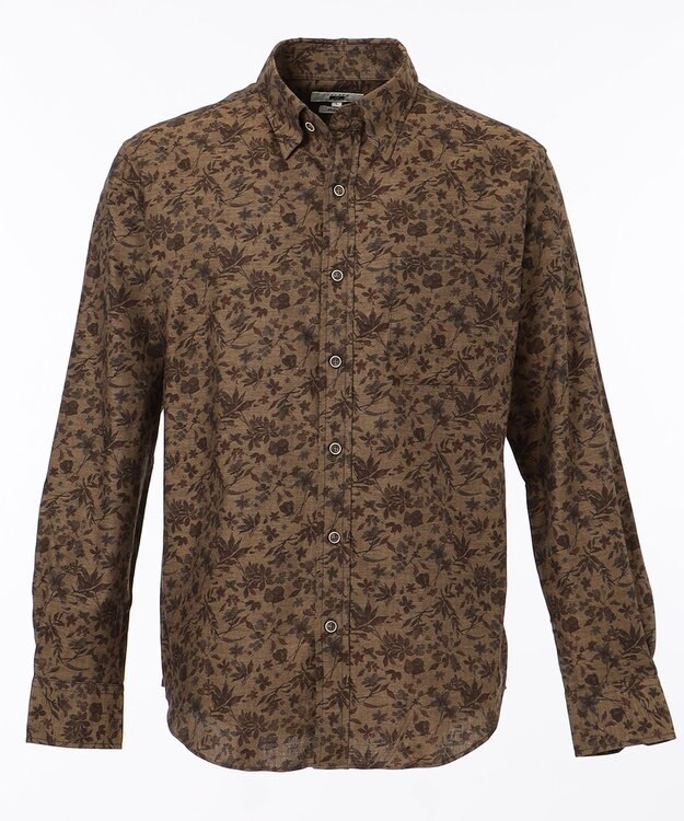 JOSEPH ABBOUD 【キングサイズ】JC花柄プリント　シャツ ダークブラウン系6