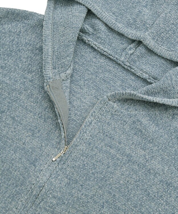 earth music&ecology ベロアフーディージップニットカーディガン Blue