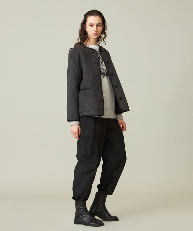 J.PRESS YORK STREET 【WOMEN】ノーカラーブルゾン グレー系