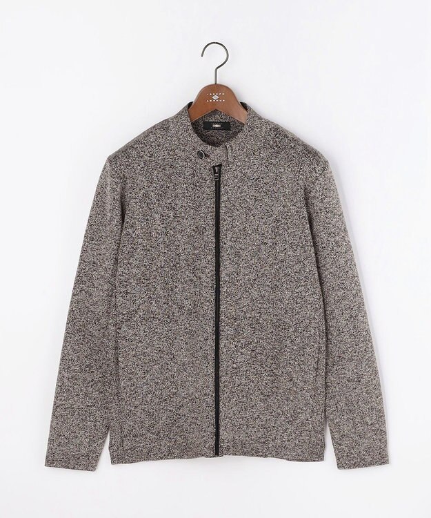 JOSEPH ABBOUD 【イタリア糸使用・伸縮性】マルチカラームリネ ニットブルゾン ダークブラウン系