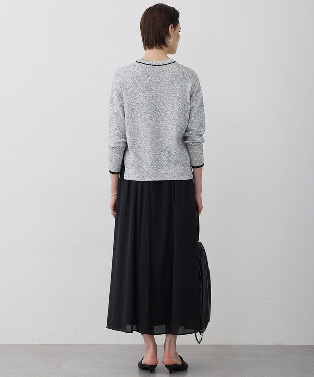 ICB L コットンツイスター クルーネックニット オフホワイト×ブラックミックス