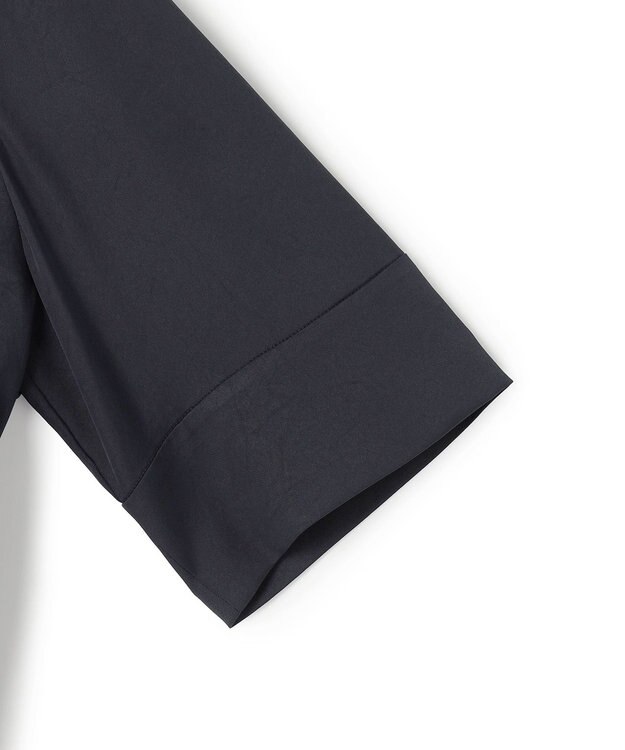 ICB 【先行予約】ストレッチシルキーツイル タイブラウス ネイビー