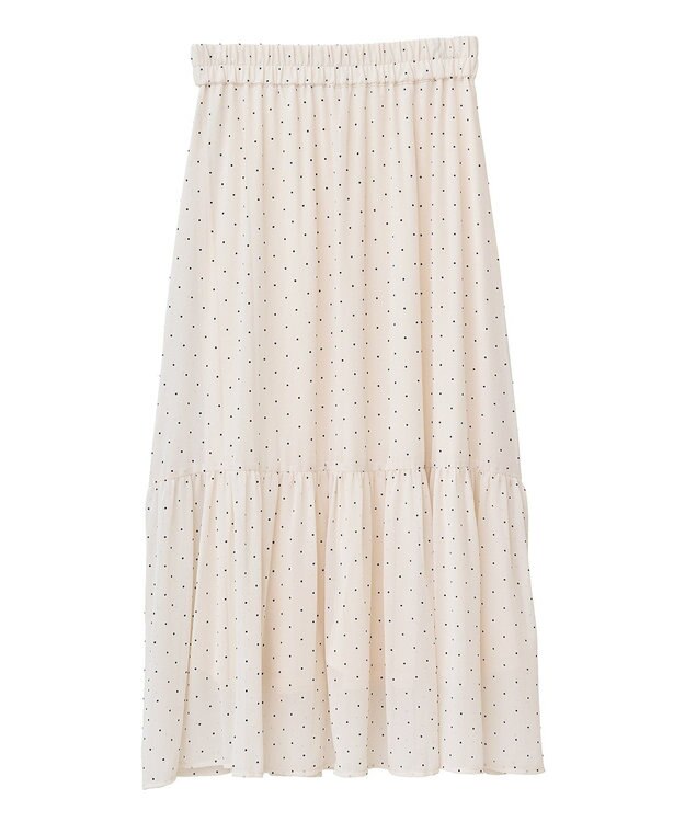 earth music&ecology ＳＥＴ２点フロッキードットブラウス＋スカート Ivory