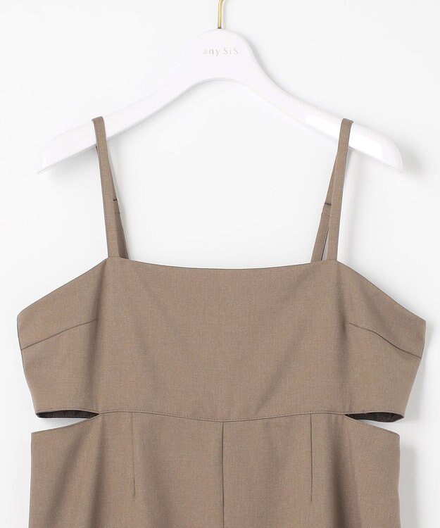 ANY SIS L 【洗える・2SET】カットデザインスタイルアップ ワンピース×ニット モカ×アイボリー