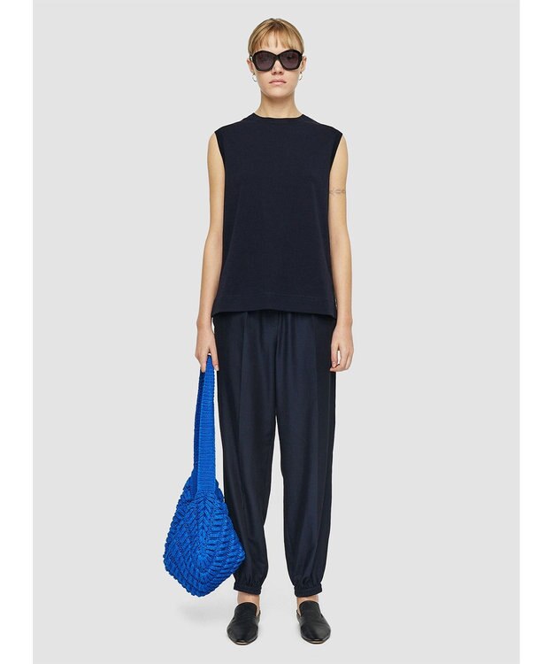 JOSEPH 【洗える】マーセライズコットン　ラウンドネックタンクトップ Navy