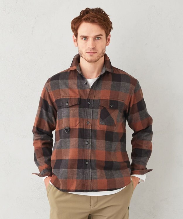 JOSEPH ABBOUD MOUNTAIN 【UNISEX】オーガニックマウンテン ネルシャツ オレンジ系4