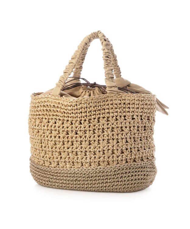 UNBILLION カシュカシュ cachecache / 下がりリボン切替編みトート ベージュ