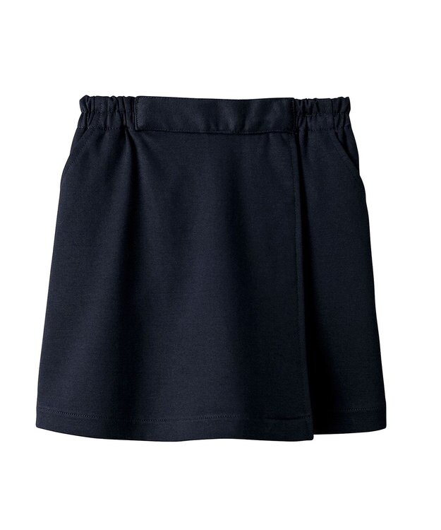 MIKI HOUSE HOT BISCUITS 【90-130cm】綿素材の巻きスカート風キュロットスカート 紺