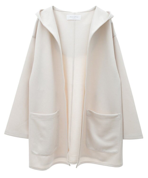 Green Parks ポンチフード付きカットカーディガン Ecru