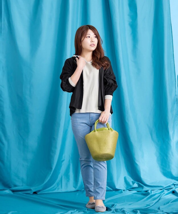 Tiaclasse 【洗える】 シアーピンタックブルゾン ブラック